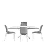 Value Nova 160cm Rectanglular Dining Table And 4 Grey Zula Chairs