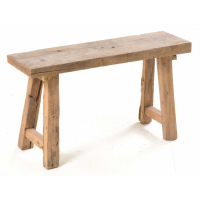 Large Rustic Stool Bench Antique Style Distressed Teak Wood 69cm Wide