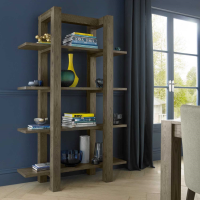 Turin Dark Oak Wood Large 4 Shelf 120cm Open Shelving Display Unit Bookcase