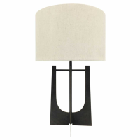 Glenthorpe Hammered Iron Table Lamp Gilded Oak With Linen Shade E27 60W