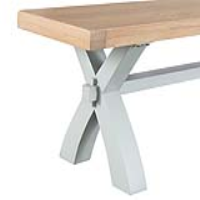 Modern Oak Wood Grey Painted Small Living Room Bench With Cross Legs 46 x 180cm