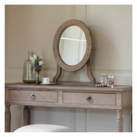 Traditional Style Mindy Wood Parquet Glazed Oval Dressing Table Mirror 53.5x52.5cm