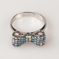 Mini Bow Ring White Opal Star Shine