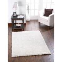 Origins Chicago Latte Cream White Shaggy Floor Rug 140x200cm Hand Tufted