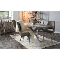 Modern Extra Large 2.2m Rectangular Dining Table Chrome Star x Leg Base