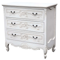 Antique French Style Vintage White Painted Bedroom Chest Of 3 Drawers 100x50cm