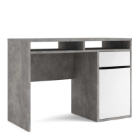 Function Plus Desk 1 Door 1 Drawer in White and Grey