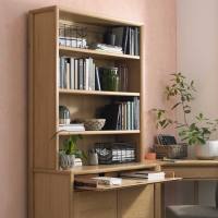 Modern And Modular Bergen Oak Wood 3 Shelf Wide Top Shelving Unit 122 x 102cm