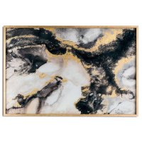 Marble Effect Glass Image Living Room Wall Hanging In Golden Frame 80 x 120cm