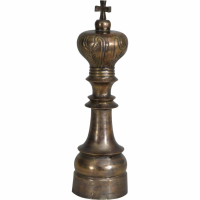 Antique Gold Textured Aluminium Queen Chess Piece Sculpture 12x41cm