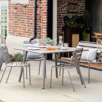 Light Grey Steel Framed Large 120cm Square Outdoor Garden Dining Table