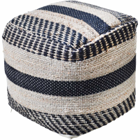 Kellen Hand Woven Pit Loom Charcoal And Natural Hemp Pouffe