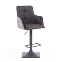 Orion Modern Style Dark Grey Faux Suede Upholstered Kitchen Bar Stool With Metal Footrest 119 x 52cm