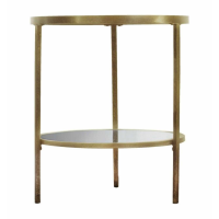 Retro Style Champagne Finish Living Room Spherical Side Lamp Table With A Shelf 60x50cm