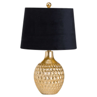 Vincent Modern Textured Gold Base Table Lamp With Black Velvet Shade 57x35x35cm