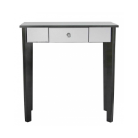 Mirror One Drawer Table With Black Trim And New Crystal Handles