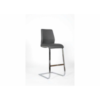 Grey Leather Kitchen Breakfast Bar Stool Cantilever Chrome Frame Legs