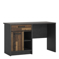 Industrial Brooklyn Dark Matera Grey and Walnut 1 Drawer 1 Door Desk 74x120cm