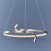 Rafe Modern Abstract Circular Satin Nickel Large Pendant Light in White 57cm Diameter