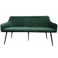 Modern Wide Dining Bench Quilted Design Mustard Green Velvet Fabric Upholstered