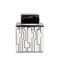 Intricate Style Value Medium Size White And Silver Rectangular Ginger Jar 22 x 17cm