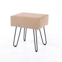 Soft Furnishings Sand Fabric Upholstered Rectangular Stool With Black Metal Legs