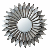 Silver Sunburst Metal Frame Mirror