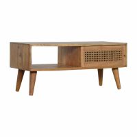 Modern Hallway 1 Open Slot Rattan Centre Coffee Table With Nordic Legs 40x88cm