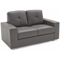 Gemona 2 Seater Sofa Grey Bonded Leather Upholstery Chrome Metal Base 150cm Wide