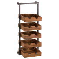Live Edge Collection Brown Acacia Wood Industrial Style 10 Bottle Wine Rack
