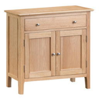 Modern Style Oak Small 2 Door Living Room Sideboard With Drawer And Shelf 78 x 85cm