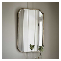 Modern Antique Silver Distressed Champagne Finish Rectangular Mirror 95.5 x 65.5cm