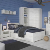 Modern White Wash Oak Single 3ft Guest Bed 90cm x 200cm With Underbed Drawer