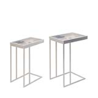 Value Set Of 2 Pink Abstract Tables With Silver Legs
