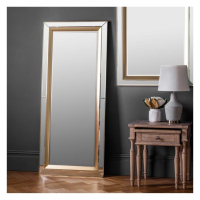 Traditional Venetian Style Rectangular Leaner Floor Mirror With Gold Panel 158 x 69cm