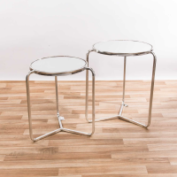 Gin Shu Tables Silver Gilt Leaf Parisienne Metal Nests Of 2 Tables