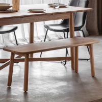 Modern Wooden Oak Rectangular Kitchen Dining Bench 130cm Wide