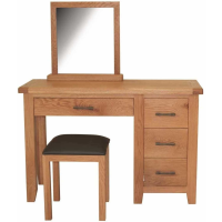 Hampshire Solid Oak Bedroom 4 Drawer Single Pedestal Dressing Table Set Traditional