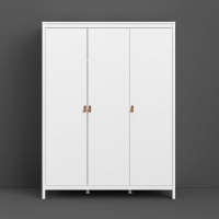 Large White Painted Triple 3 Door 199cm Tall Wardrobe Modern 150cm Wide
