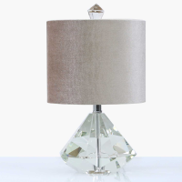 38. 5cm Crystal Diamond Table Lamp With 9inch Champagne Velvet Shade