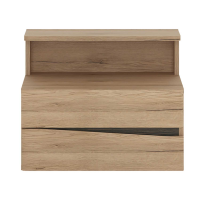 Light Oak 2 Drawer Bedside Cabinet Chest LH Drawer Wall Fixing 54cm Wide