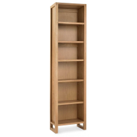 Tall Slim Oak Wood Single Bookcase 6 Shelves 200cm Tall x 50cm Wide