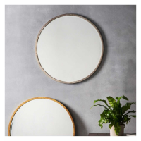 Modern Style Simple Antique Silver Finish Thin Framed Round Wall Mirror 80 x 80cm