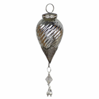 The Noel Collection Silver Swirl Jewel Drop Bauble