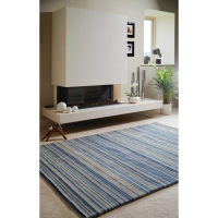 Origins Fine Stripes Blue White Grey Hand Tufted Rug 120x170cm