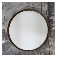 Thin Walnut Wooden Framed Round Wall Hanging Mirror 100cm Diameter