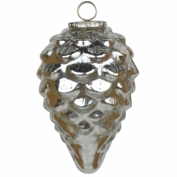 The Noel Collection Silver Teardrop Acorn Large Bauble