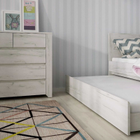 Retro White Crafted Oak 5 Drawer Bedroom Chest With Recessed Handles 76.5 x 84cm