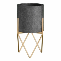 Hoven Large Round Metal Planter Pot Metallic Gold Stand