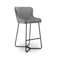 Modern Style Gala Brushed Grey Velvet Upholstered Wing Style Bar Stool 105 x 50cm
